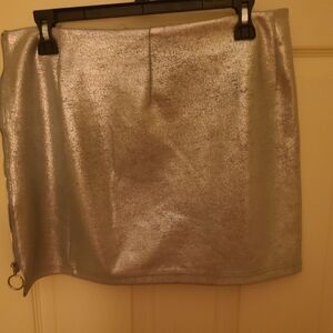 SHEIN Metallic Silver Mini Skirt